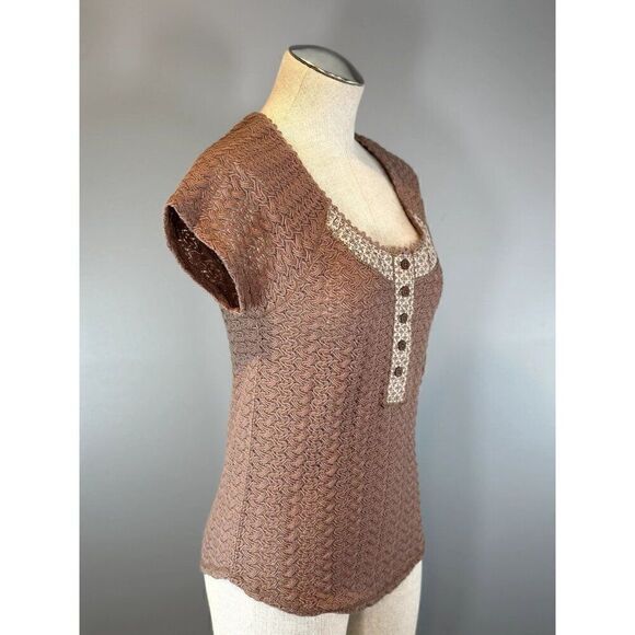 Free People Brown Ribbed Blouse - Picture 3 of 5